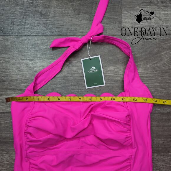 Eomenie Scallop Edge Tummy Control One Piece Swimsuiit Size M - Picture 3 of 5